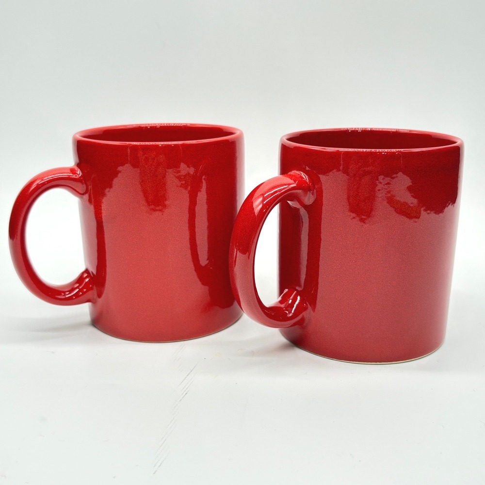 Waechtersbach Set 2 Spain Red Glossy Ceramic Coffee Mugs Vintage